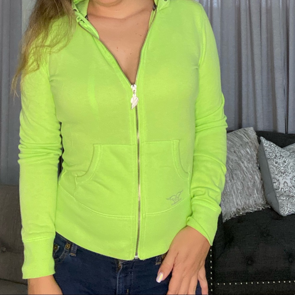 Victoria Secret Supermodel Essentials Lime Green Zip up Hoodie
